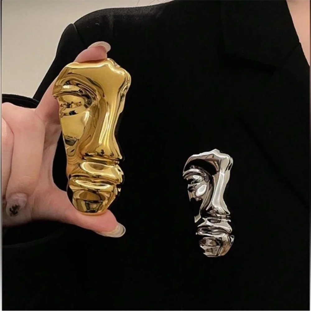 Eclipse Visage Sculptural Brooch